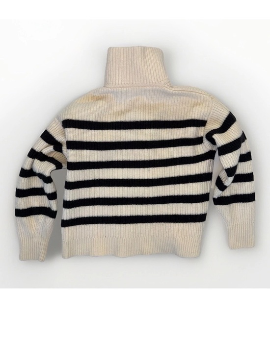 Everlane The Half-Zip Sweater in Luxe Merino Wool Sz Small Cream & Black Stripe - Picture 14 of 14
